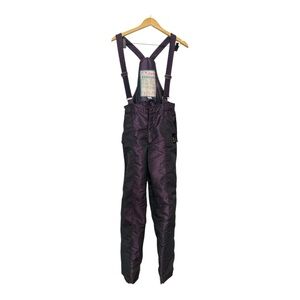 Vintage Jardi Gold Metallic Purple Ski Bib Pants Twill-Tex Retro 80s 90s Snow